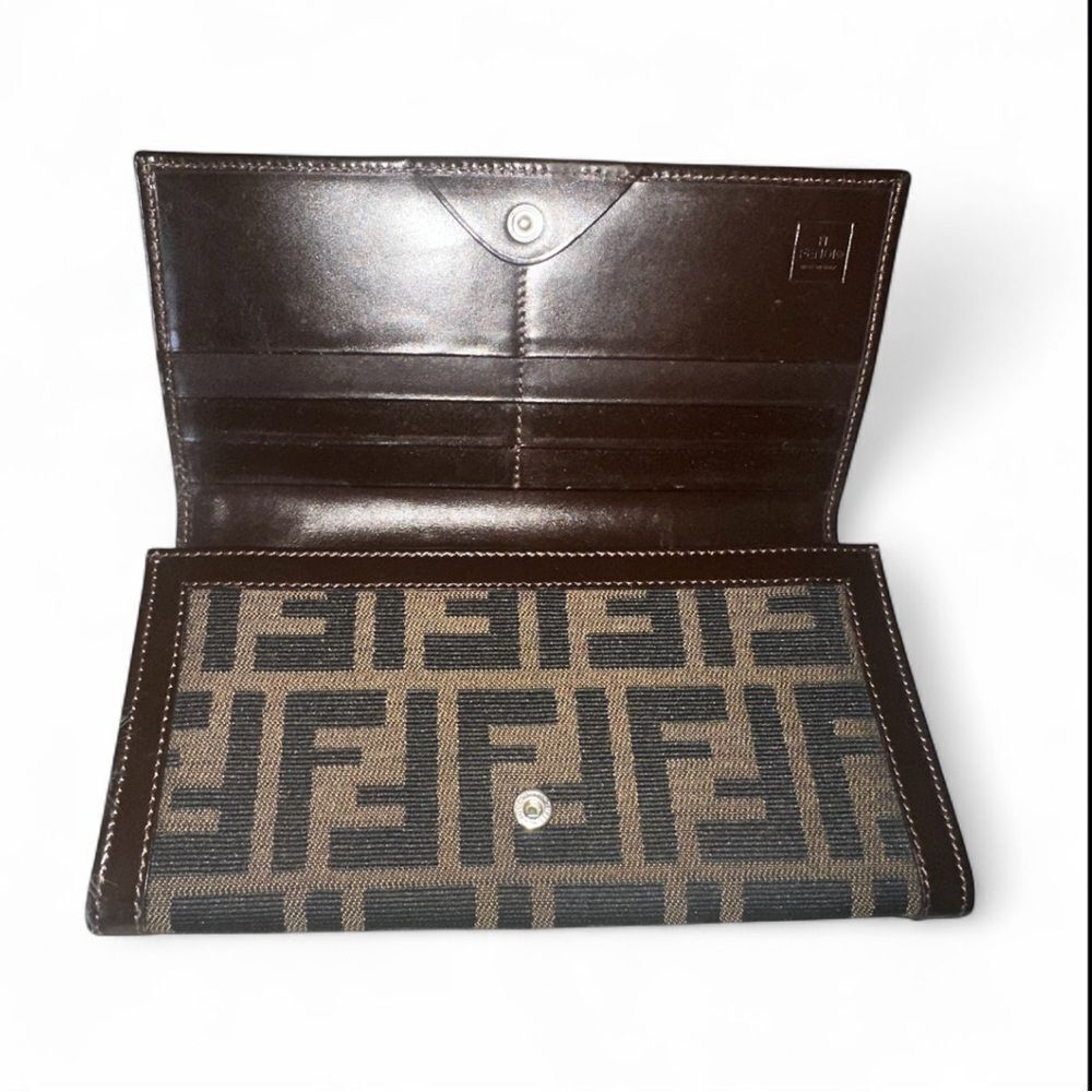 Authentic Fendi Zucca continental Black and Brown Wallet - Picture 3 of 16